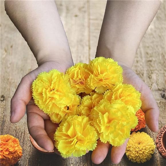 Accents Marigold Flower Heads Bulk 3pcs Silk Mexican Marigold